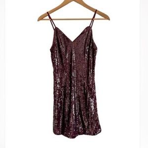 NWOT Sequin V-Neck Mini Dress - Burgundy